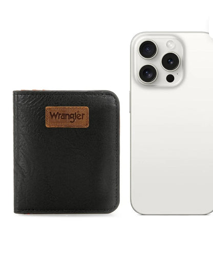 Wrangler Solid Color Small BI-Fold Wallet RFID Card Holder - Black