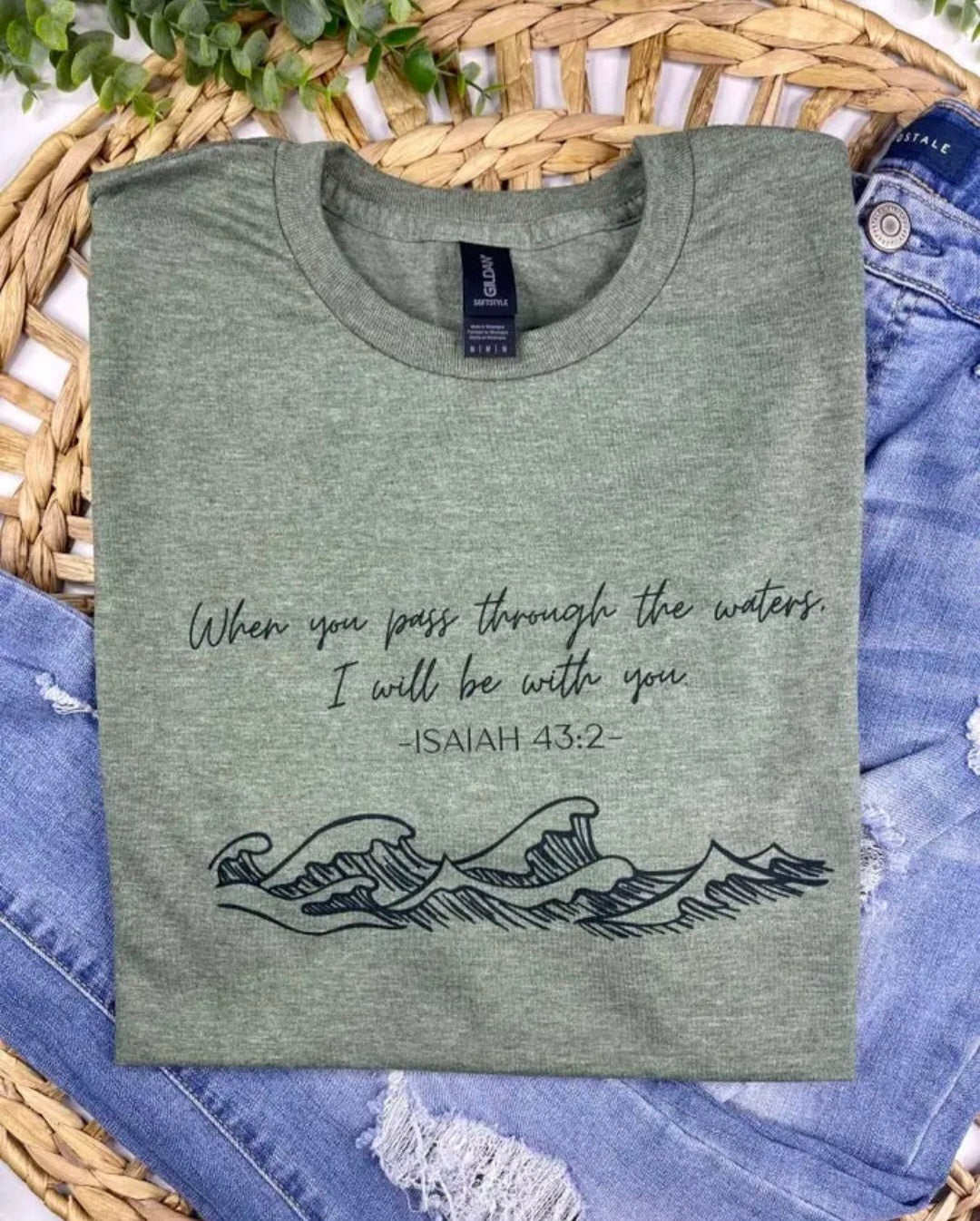 Gildan Soft Style When You Pass Through the Waters I Will Be With You Tee