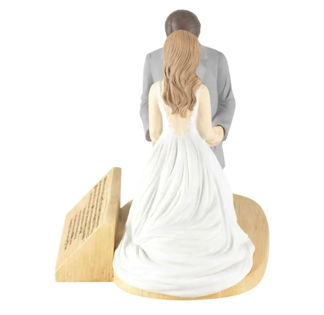 Hear Our Prayer Kneeling Bride & Groom 5 x 5.5 Resin Stone Tabletop Figurine