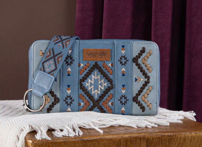 Wrangler Aztec Embroidered Whipstitch Wristlet