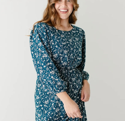 Naomi' Long Sleeve Floral Midi Dress