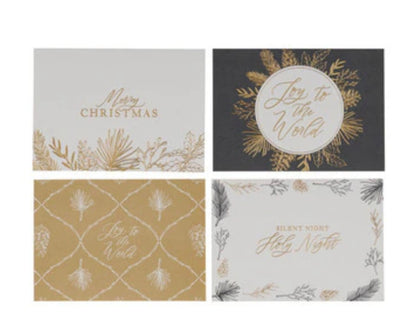 Merry Christmas Golden Pine Branch Boxed Card Set