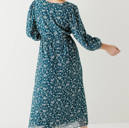 Naomi' Long Sleeve Floral Midi Dress