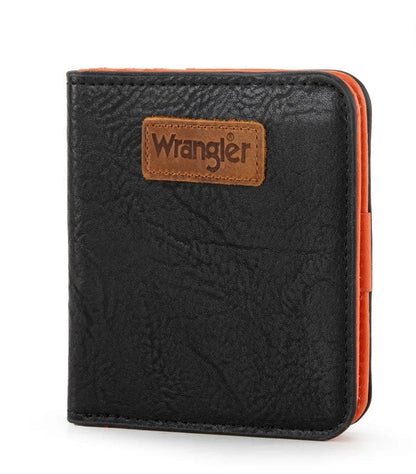 Wrangler Solid Color Small BI-Fold Wallet RFID Card Holder - Black
