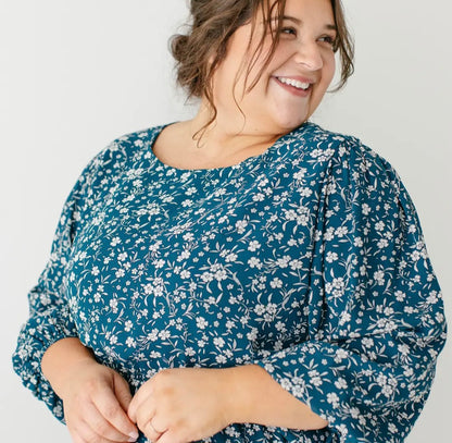 Naomi' Long Sleeve Floral Midi Dress