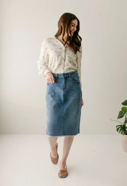 Nala' Distressed Denim Skirt