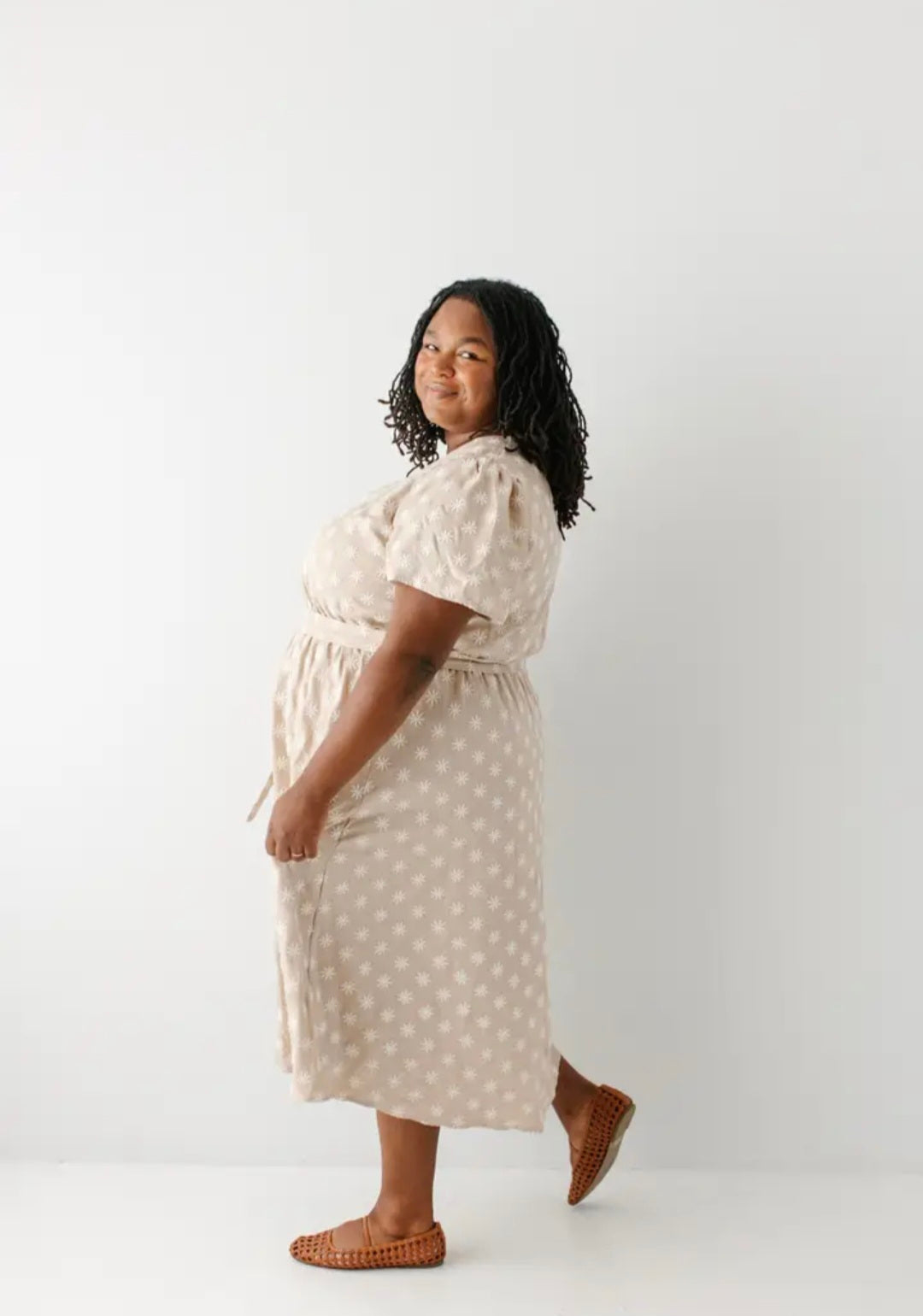Ramona Embroidered Flower Midi Dress