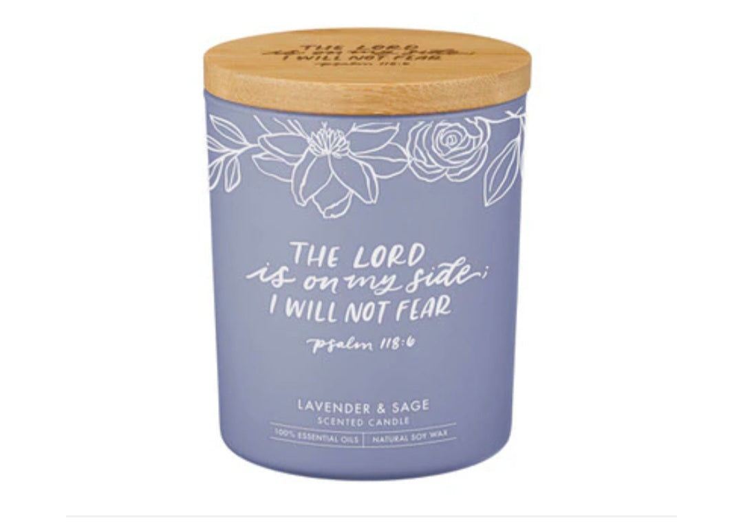 I Will Not Fear Lavender and Sage Candle in a Glass Jar - Psalm 118:6