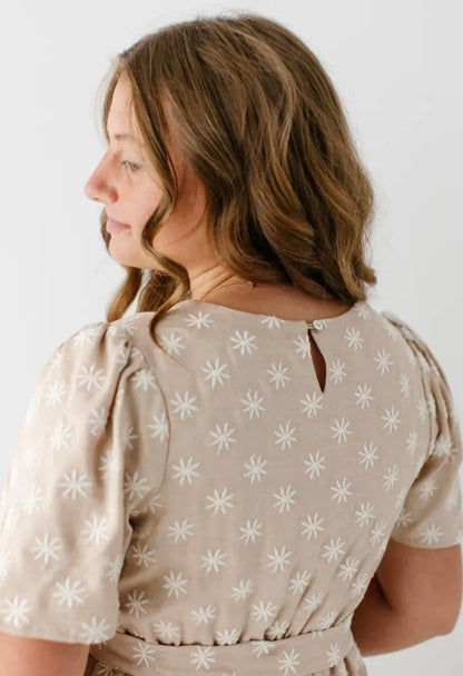 Ramona Embroidered Flower Midi Dress