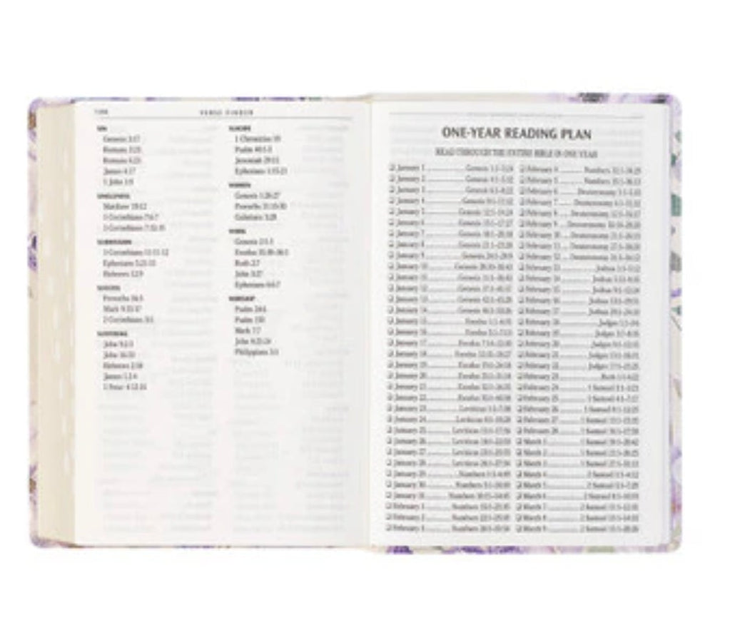 Lavender Floral Faux Leather Giant Print Full-size King James Version Bible with Thumb Index