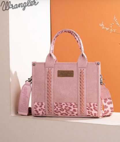 Wrangler Leopard Print Concealed Carry Tote/Crossbody - Pink