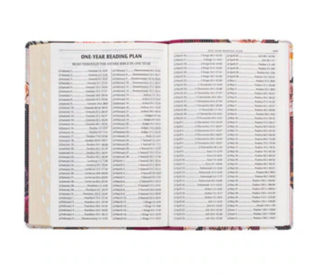 Black and Burgundy Floral Faux Leather Large Print Thinline King James Version Bible with Thumb Index