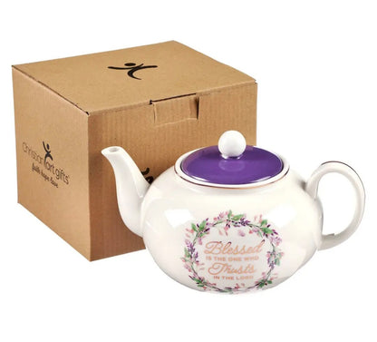 Teapot Purple Floral Blessed Jer. 17:7