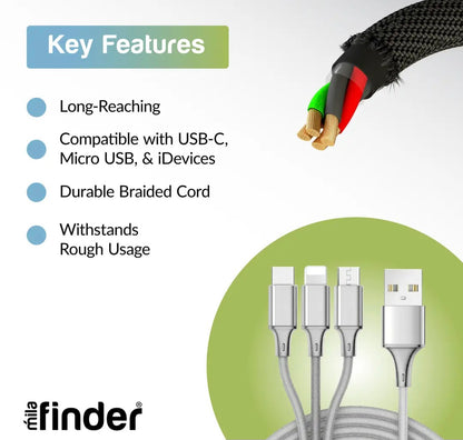 10 Foot  (3 in 1) USB Multi Charging Cable (hanging)
