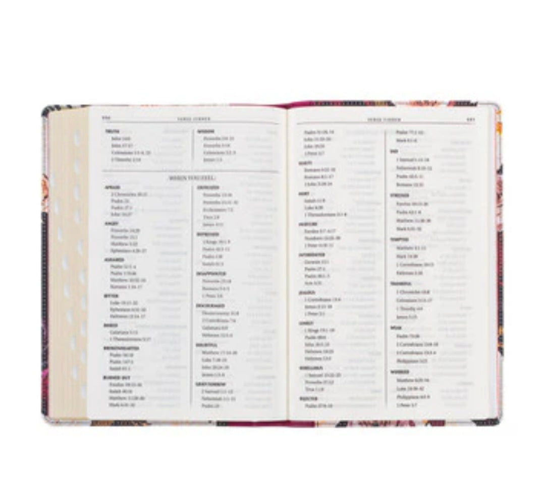 Black and Burgundy Floral Faux Leather Large Print Thinline King James Version Bible with Thumb Index