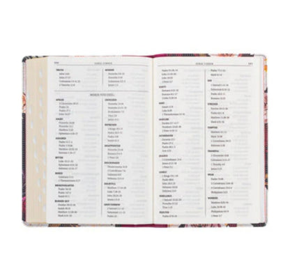 Black and Burgundy Floral Faux Leather Large Print Thinline King James Version Bible with Thumb Index