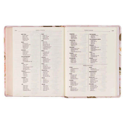 Peach Floral Margo Collection Faux Leather King James Version Note-taking Bible - Proverbs 31:25