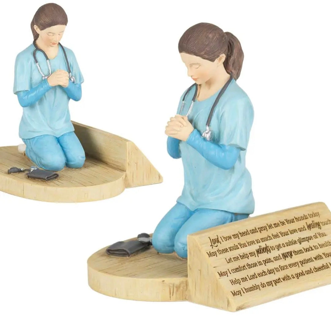 Nurse's Prayer, Kneeling in Uniform 4.5 x 5.5 Resin Stone Tabletop Figuriner29_14:57