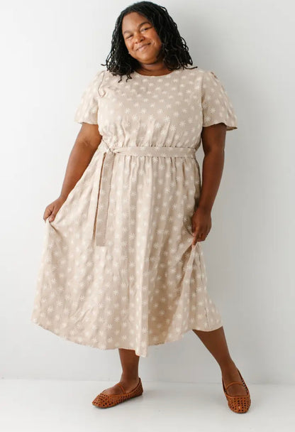 Ramona Embroidered Flower Midi Dress