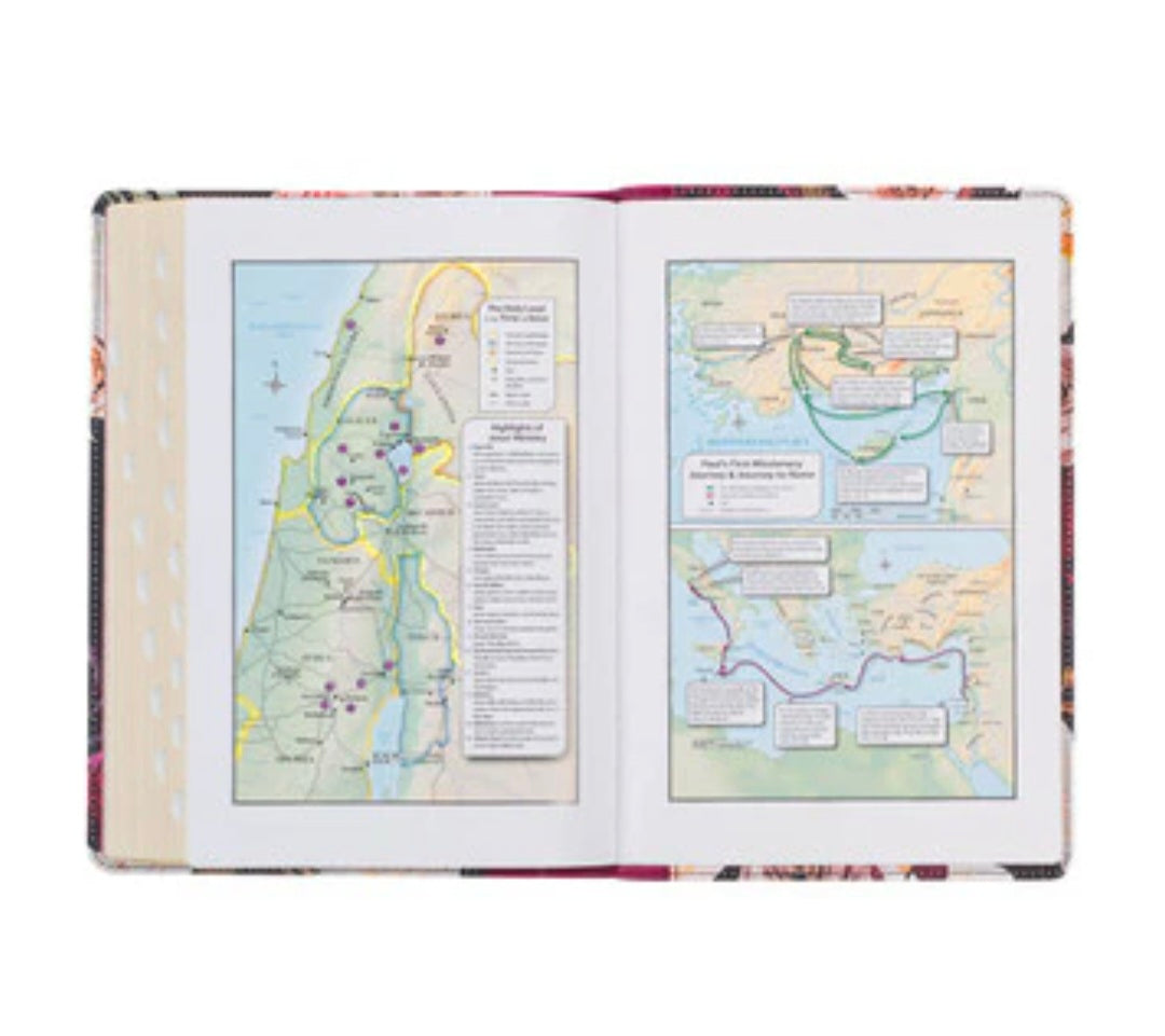 Black and Burgundy Floral Faux Leather Large Print Thinline King James Version Bible with Thumb Index