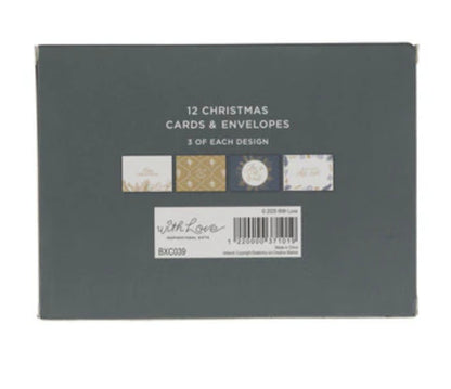 Merry Christmas Golden Pine Branch Boxed Card Set