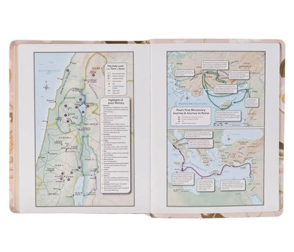 Peach Floral Margo Collection Faux Leather King James Version Note-taking Bible - Proverbs 31:25