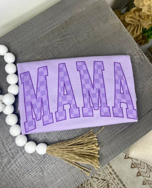 Purple Checkered MAMA Tee