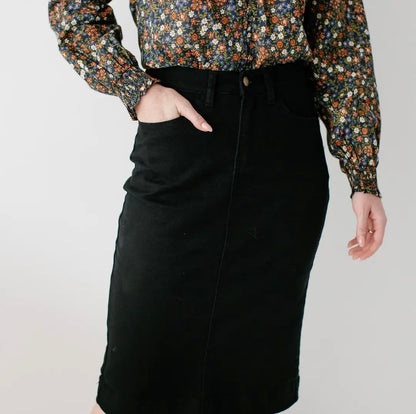 Leah' Denim Skirt in Black