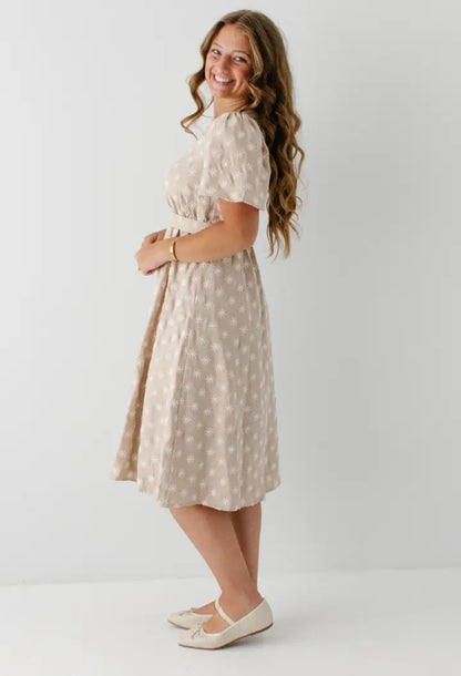 Ramona Embroidered Flower Midi Dress