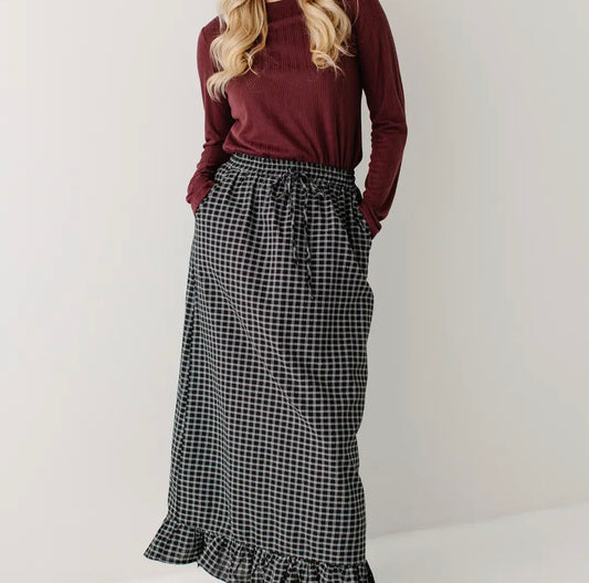 Jenn' Plaid Mini Ruffle Maxi Skirt