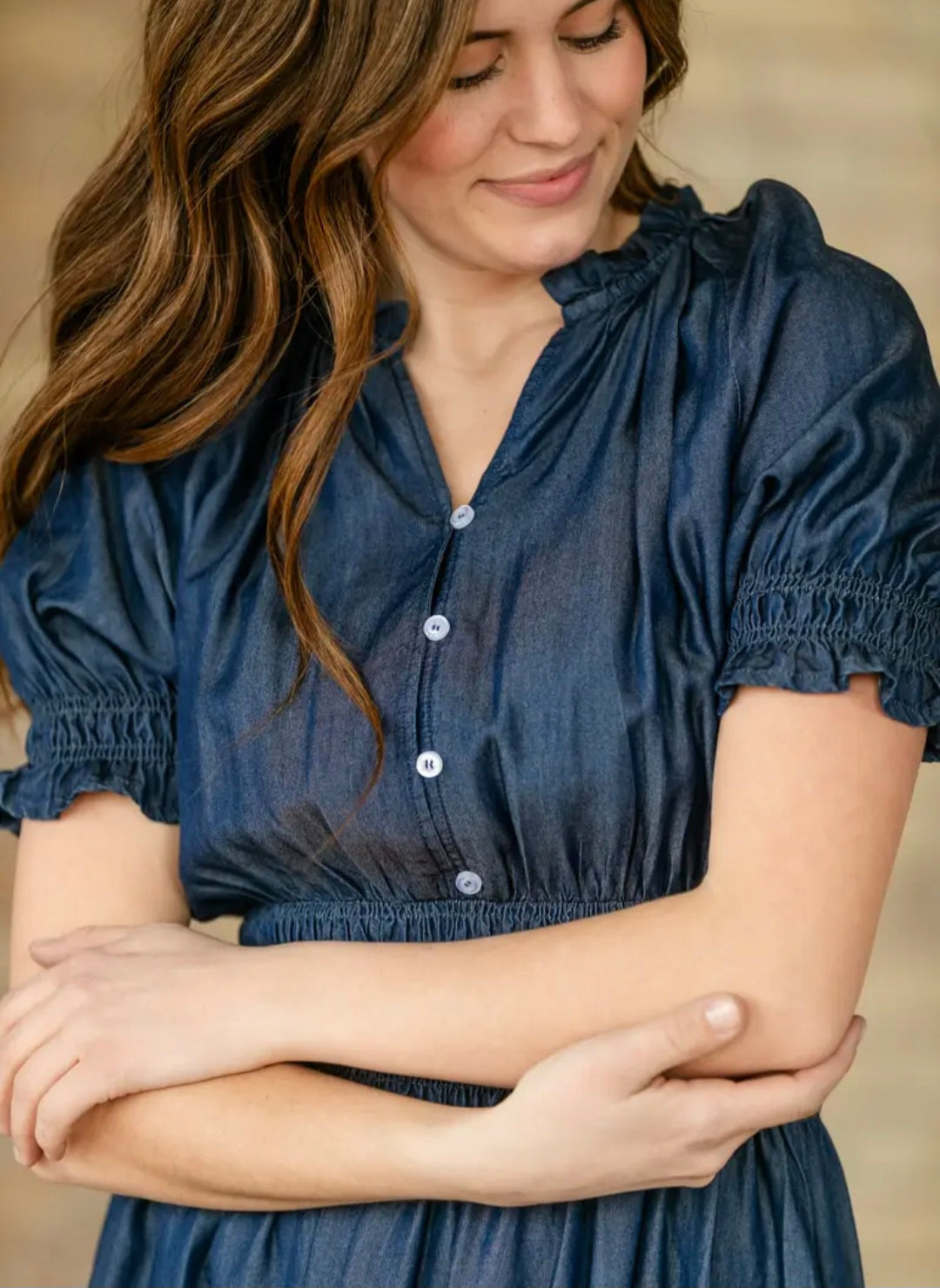 Inherit Rena Dark Chambray Midi Dress