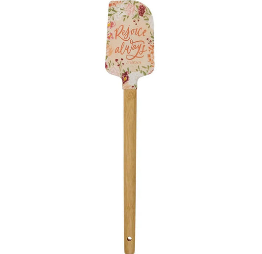 Rejoice Always Peach Floral Silicone Spatula – 1 Thessalonians 5:16
