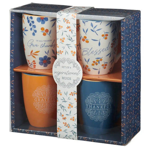 Mug Set 4pc. Thankful, Grateful, Blessed