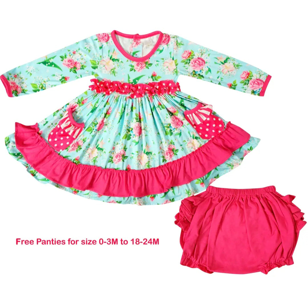 Girls Spring Floral Twirl Dress