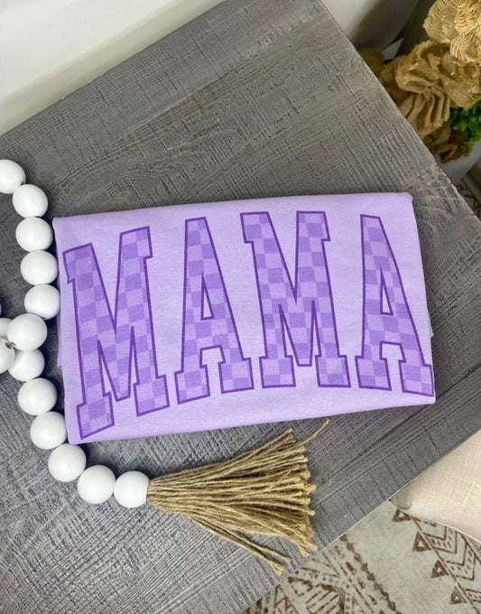 Purple MAMA Checkered Sublimation Tee