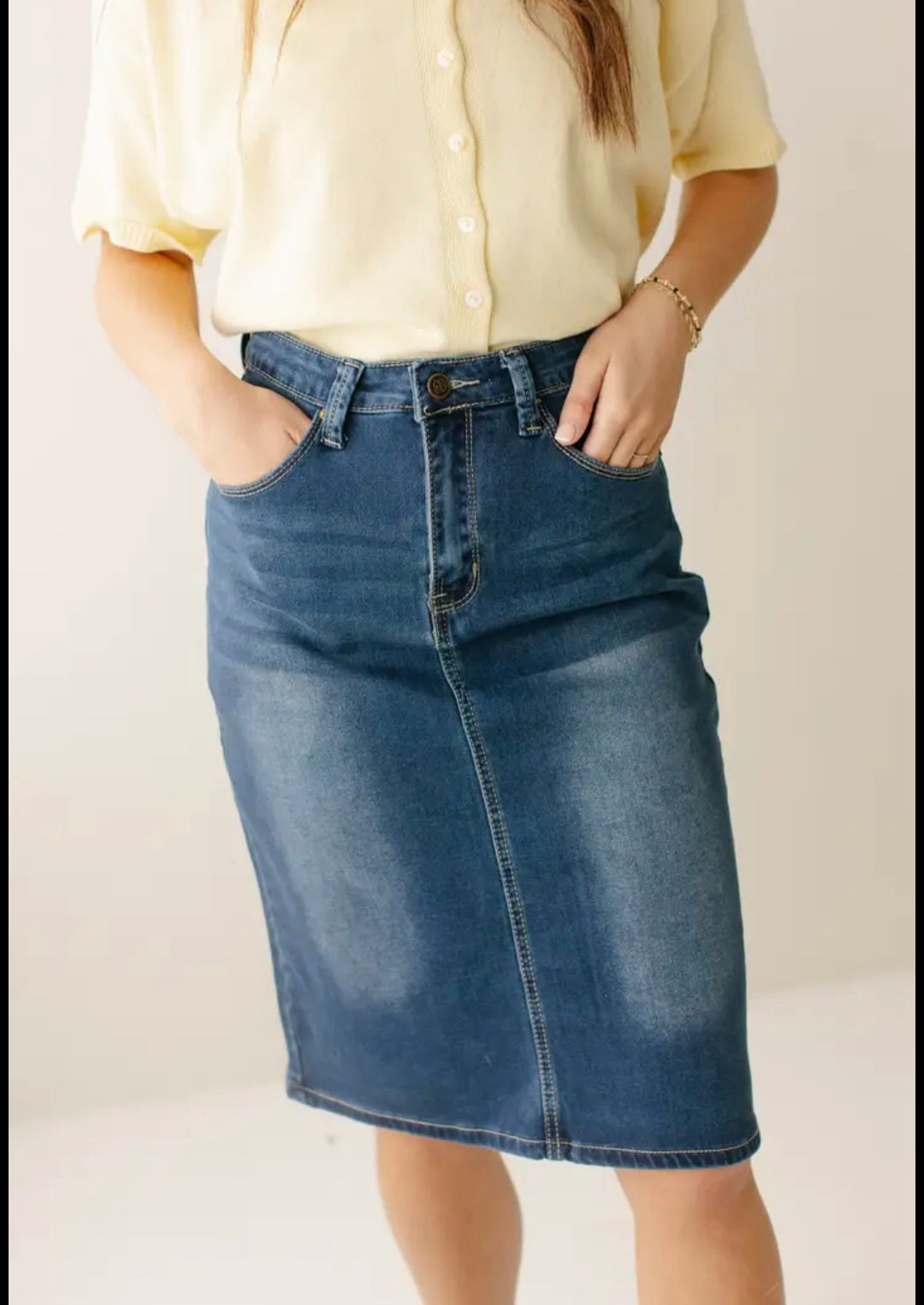 "Scout" Knit Denim Skirt Dark Wash