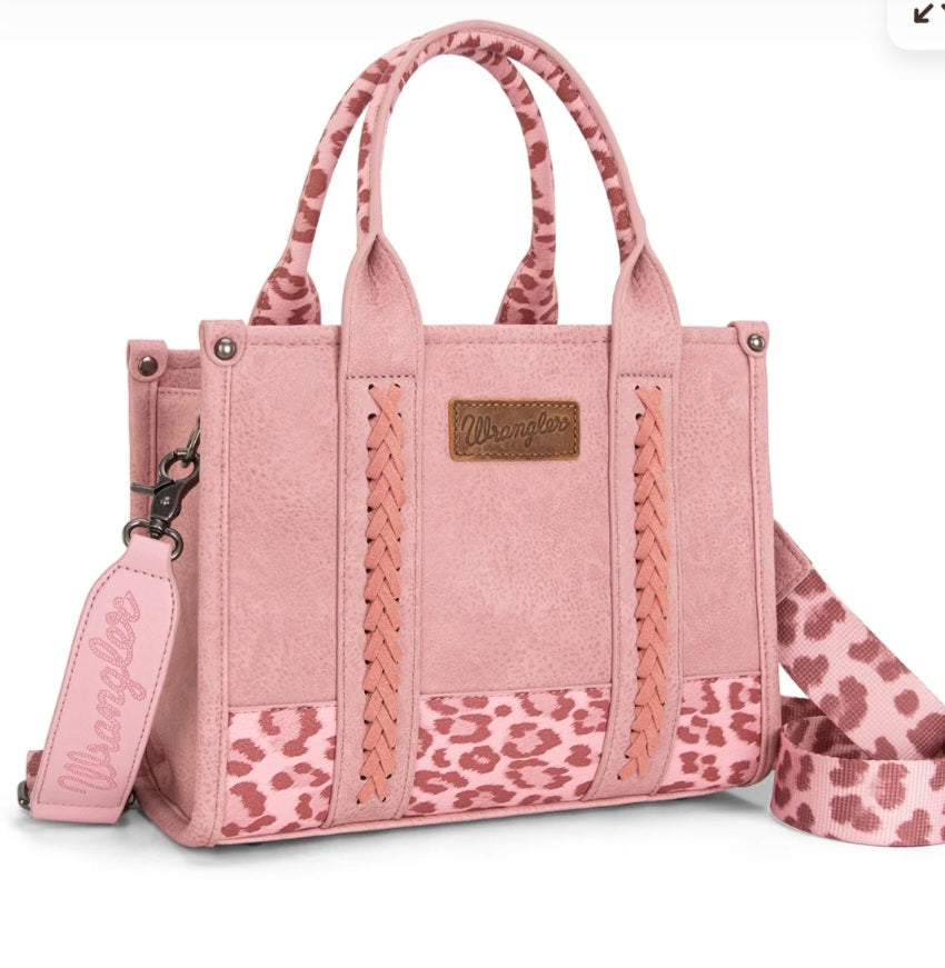 Wrangler Leopard Print Concealed Carry Tote/Crossbody - Pink