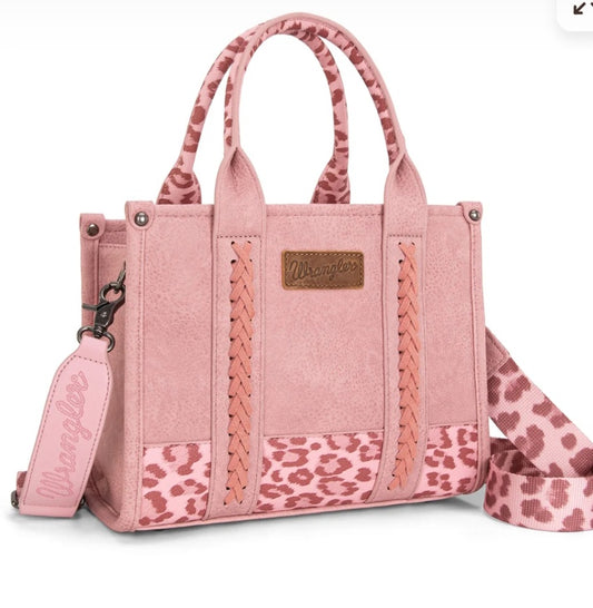 Wrangler Leopard Print Concealed Carry Tote/Crossbody - Pink