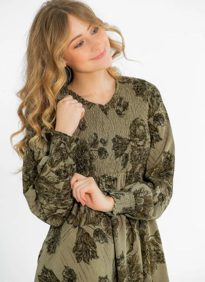 Aleeyah Smocked Midi Dress