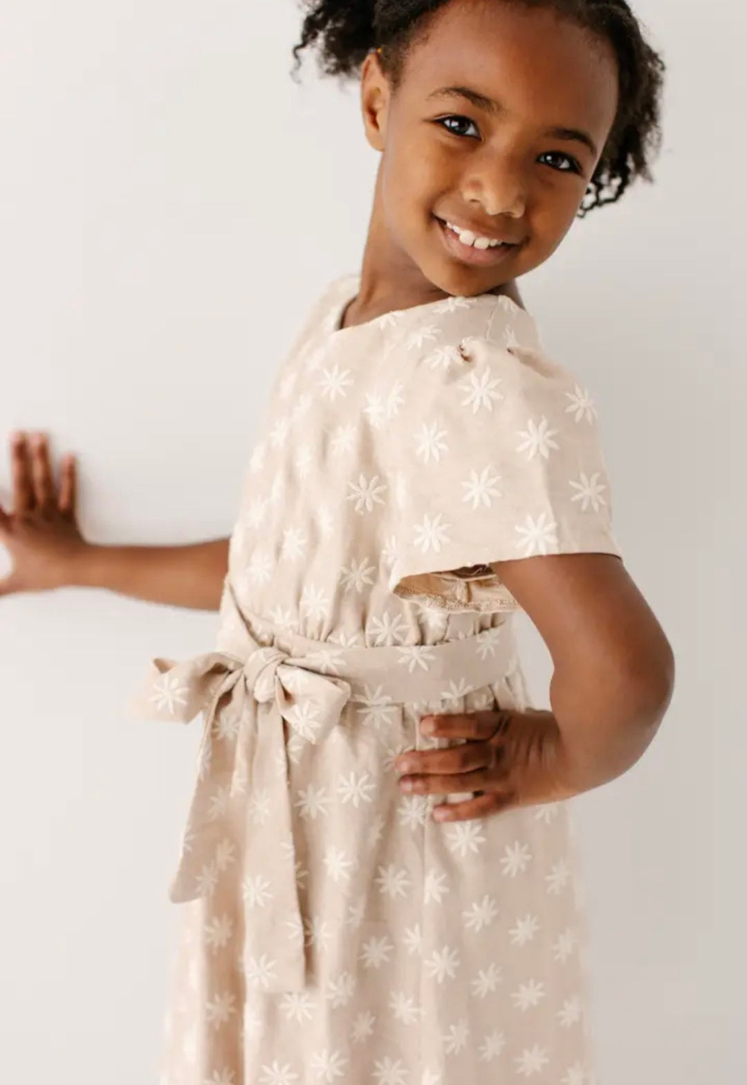 Ramona Girl Embroidered Flower Midi Dress