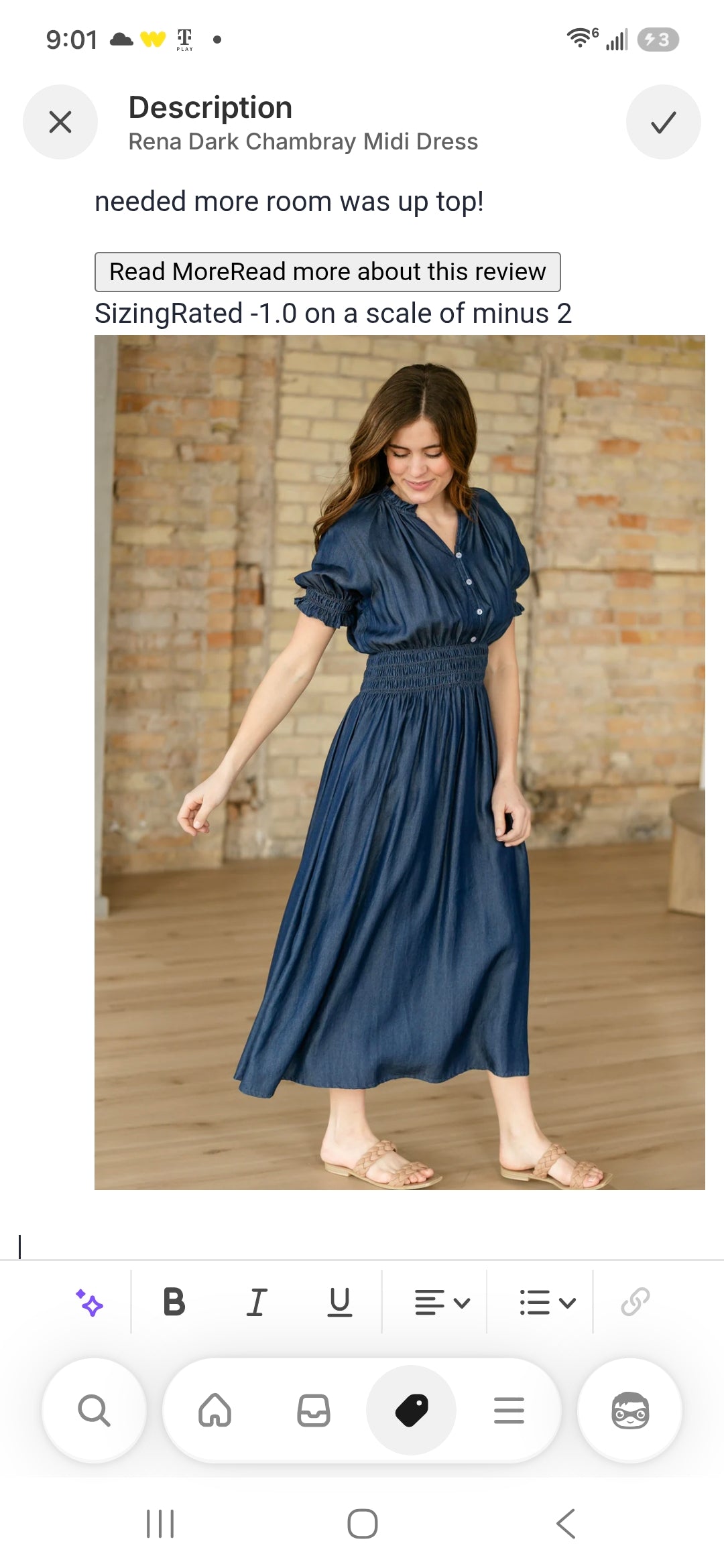 Inherit Rena Dark Chambray Midi Dress