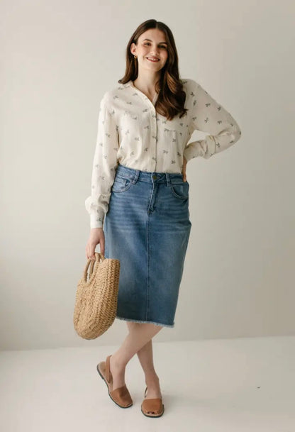 Nala' Distressed Denim Skirt