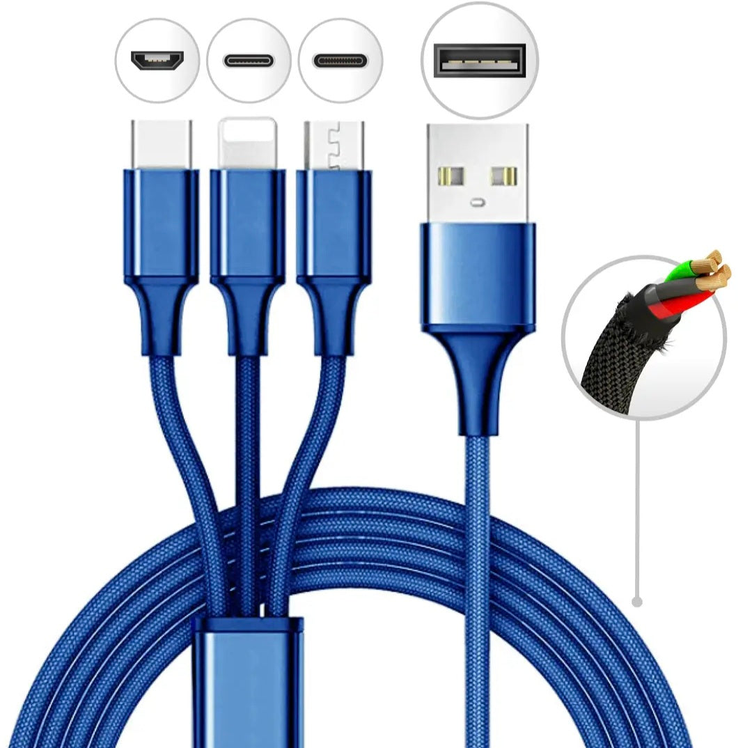 10 Foot  (3 in 1) USB Multi Charging Cable (hanging)
