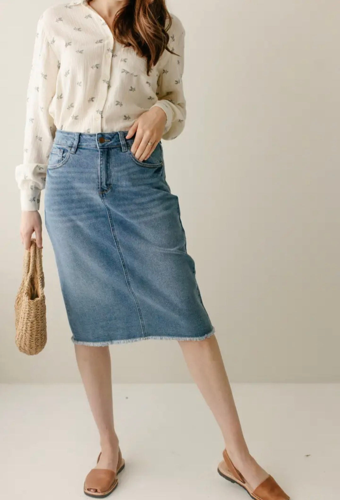 Nala' Distressed Denim Skirt