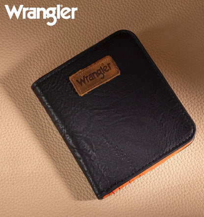 Wrangler Solid Color Small BI-Fold Wallet RFID Card Holder - Black