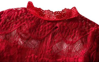 Red Vintage 3/4 Sleeve A-Line Girls Dress