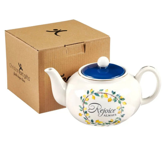 Rejoice Always Ceramic Teapot