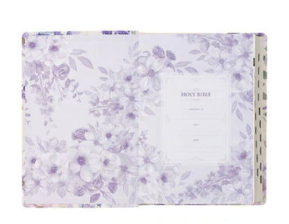 Lavender Floral Faux Leather Giant Print Full-size King James Version Bible with Thumb Index