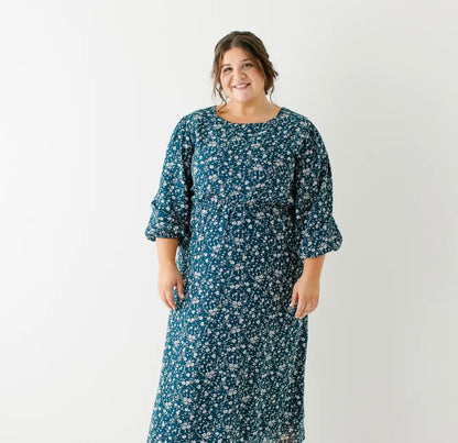 Naomi' Long Sleeve Floral Midi Dress